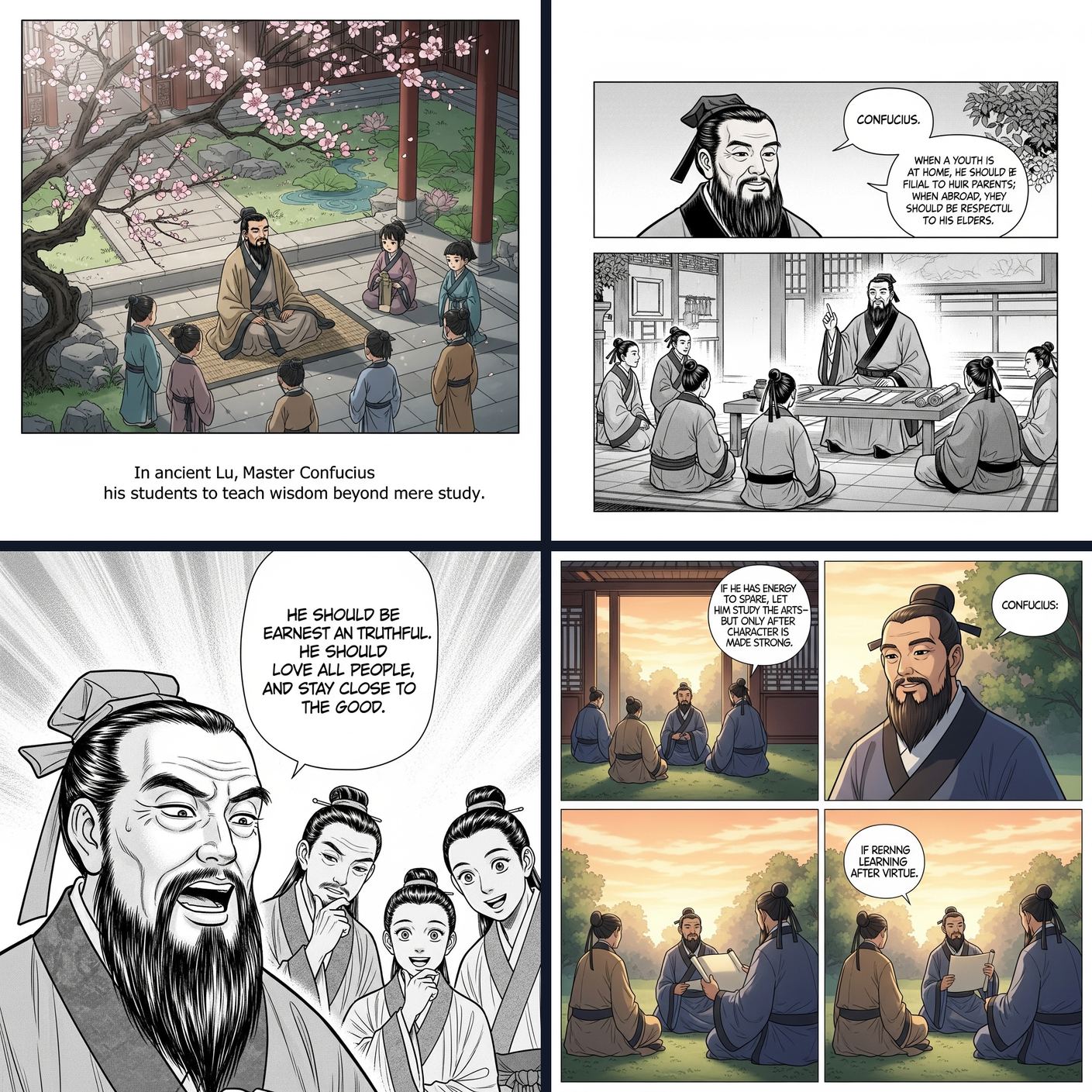 Figure 9: AI-generated narrative visualization from The Analects.